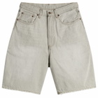BEAMS Men's Damage Denim Shorts in Fade Chacoal