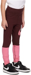 Nike Kids Pink & Burgundy Dance Leggings