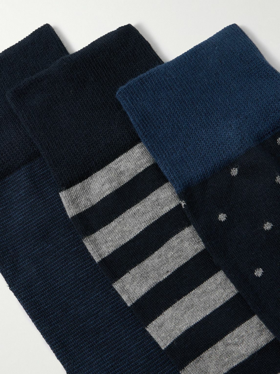 Kingsman - Corgi Three-Pack Jacquard-Knit Cashmere Socks - Blue