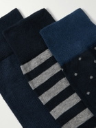 Kingsman - Corgi Three-Pack Jacquard-Knit Cashmere Socks - Blue