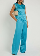 Stella Mccartney Wide-leg Satin Trousers Blue