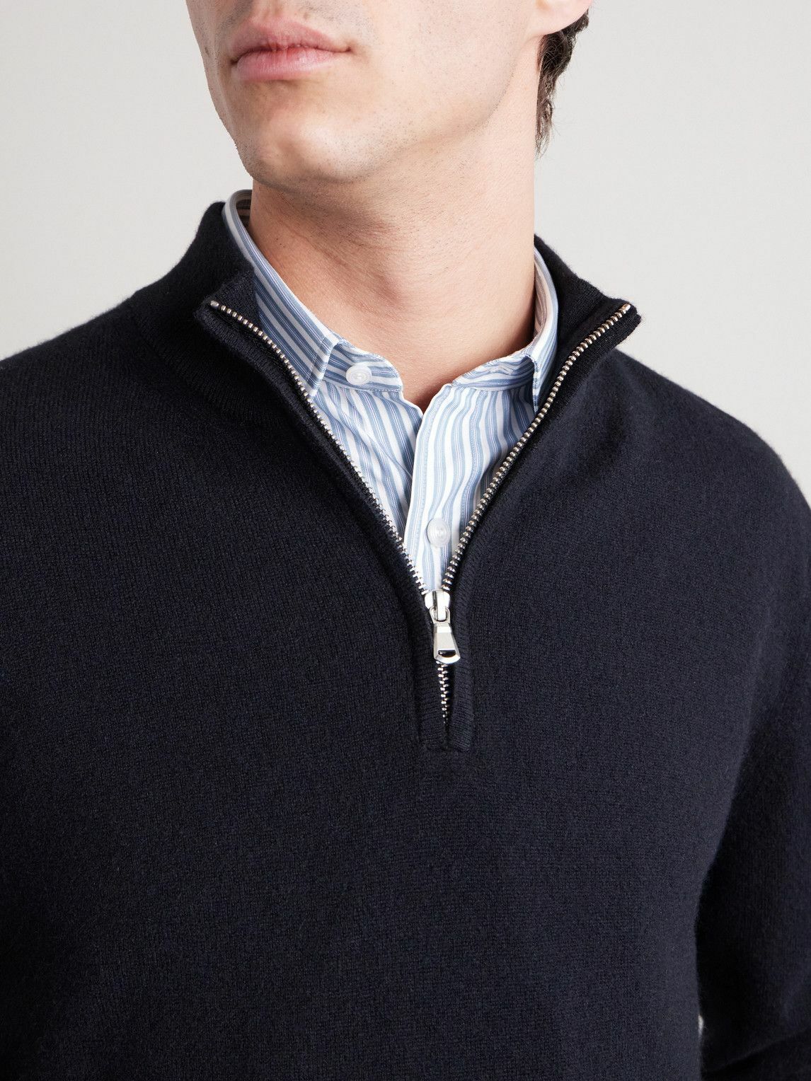 Sunspel - Cashmere Half-Zip Sweater - Black
