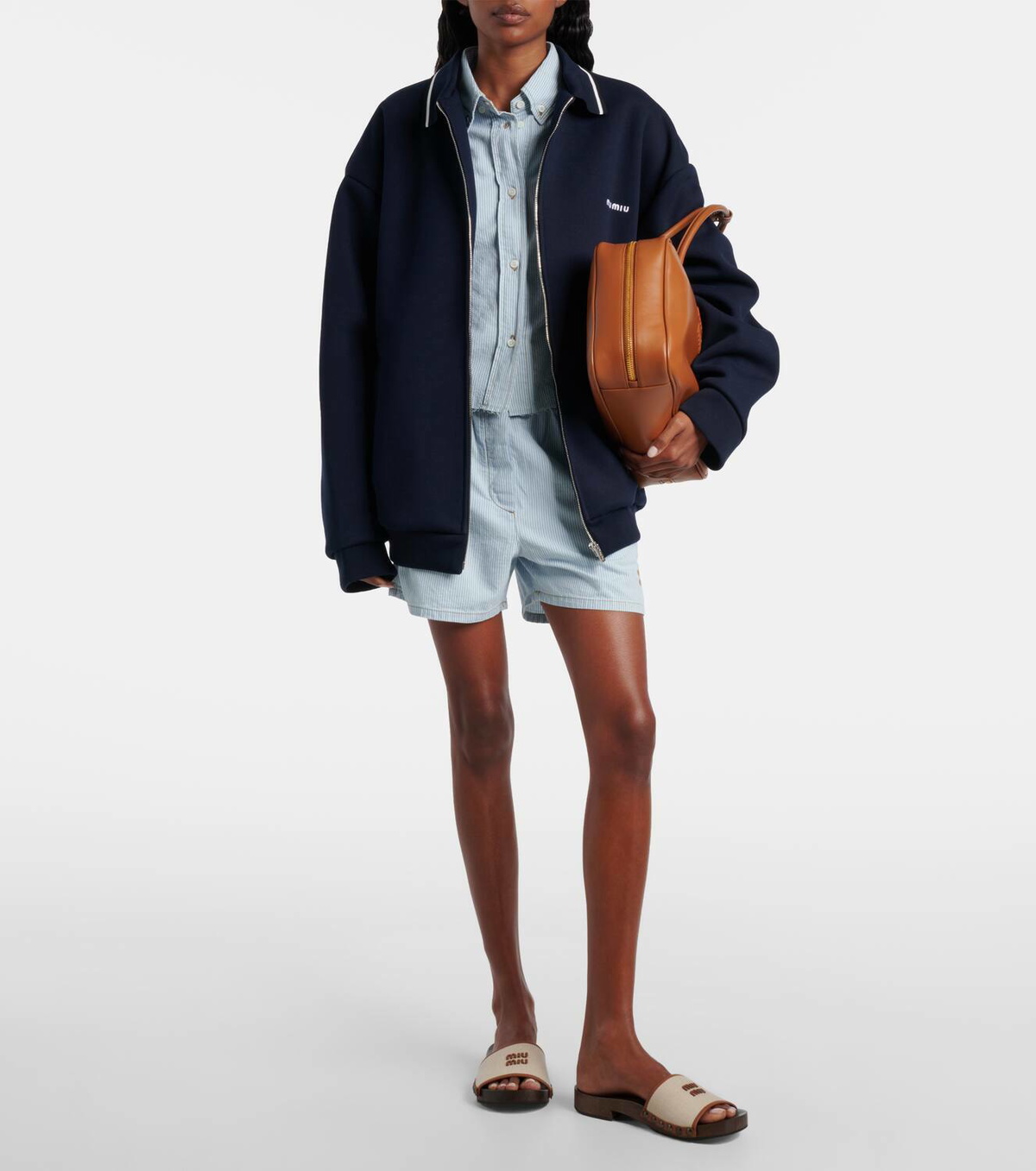 未使用 COTTON BLOUSON Miu Miu Logo cotton blouson Miu Miu