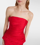 Marmar Halim Peplum pleated taffeta gown