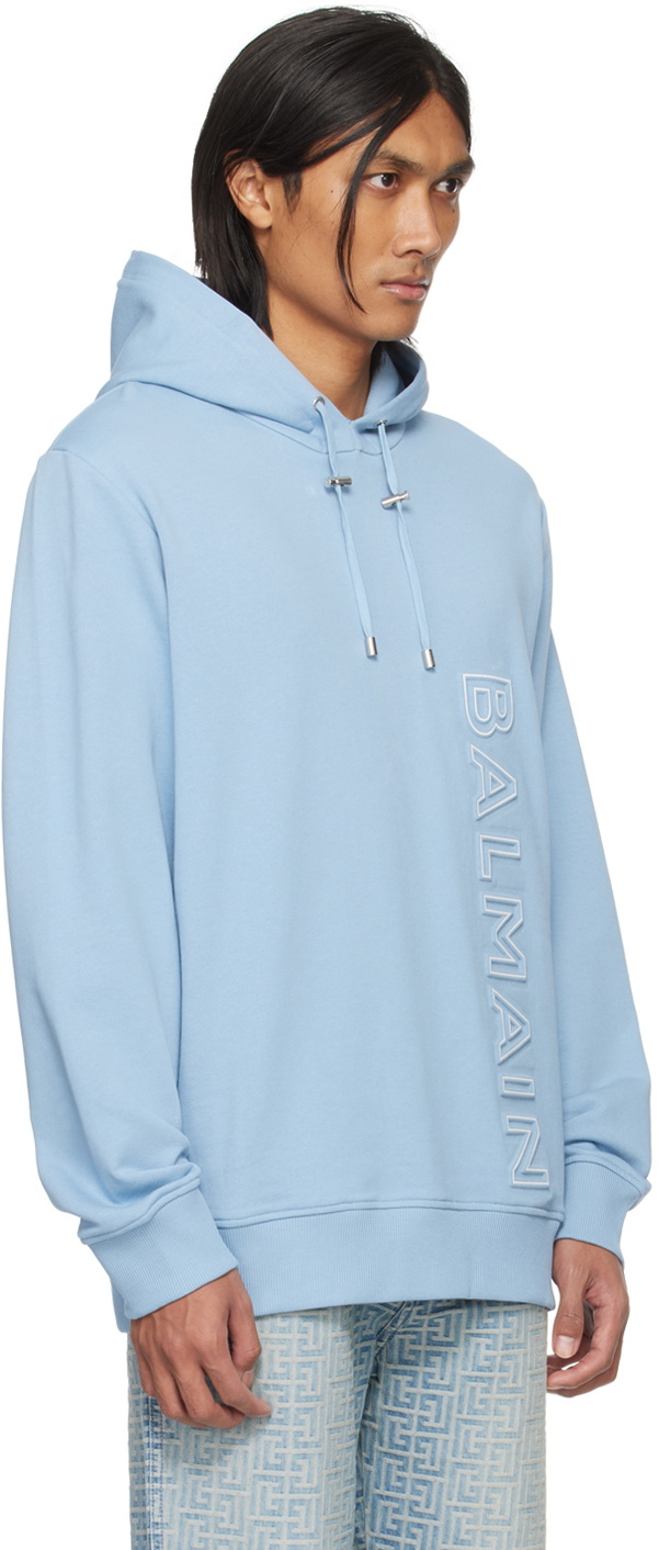 Balmain Blue Embossed Hoodie Balmain