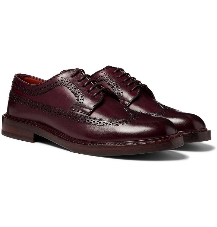 Photo: Brunello Cucinelli - Polished-Leather Longwing Brogues - Merlot