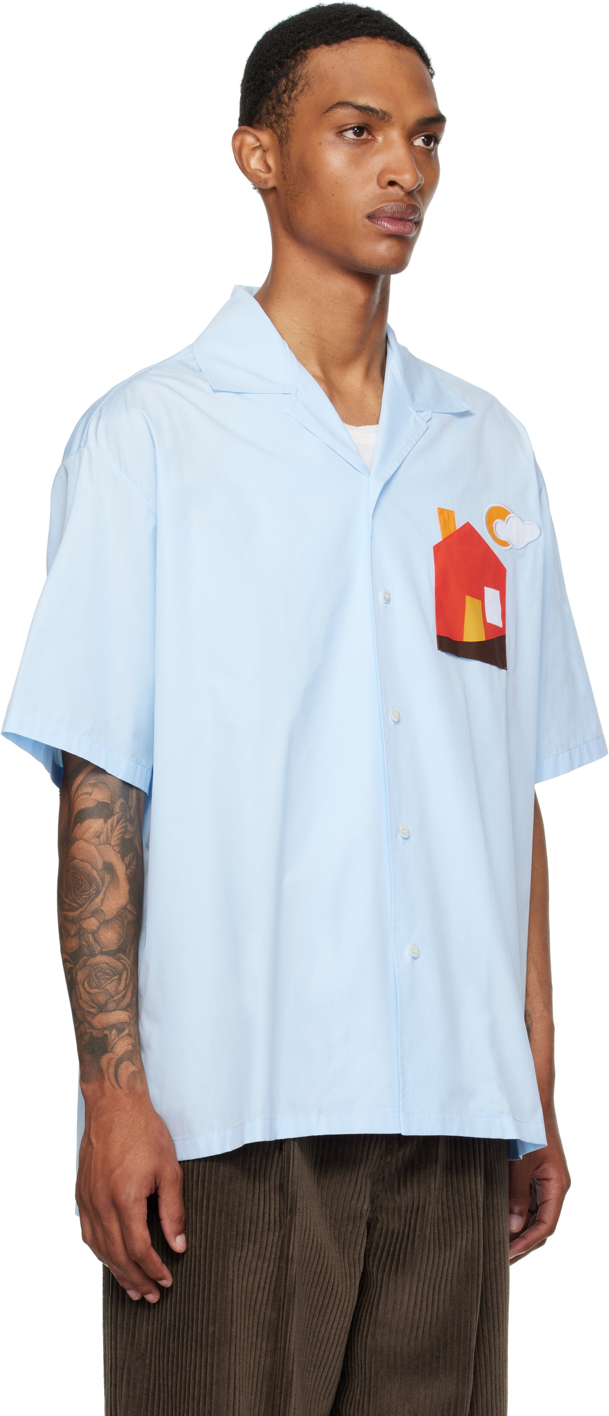 Moschino Blue Cotton Poplin Shirt