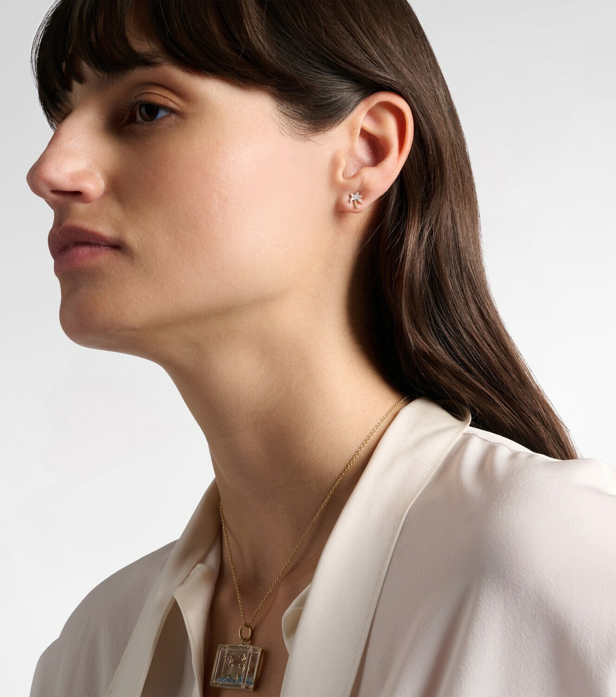 Yvonne Léon Palmier and Le Cubo 9kt gold earring and pendant set with turquoise and diamonds
