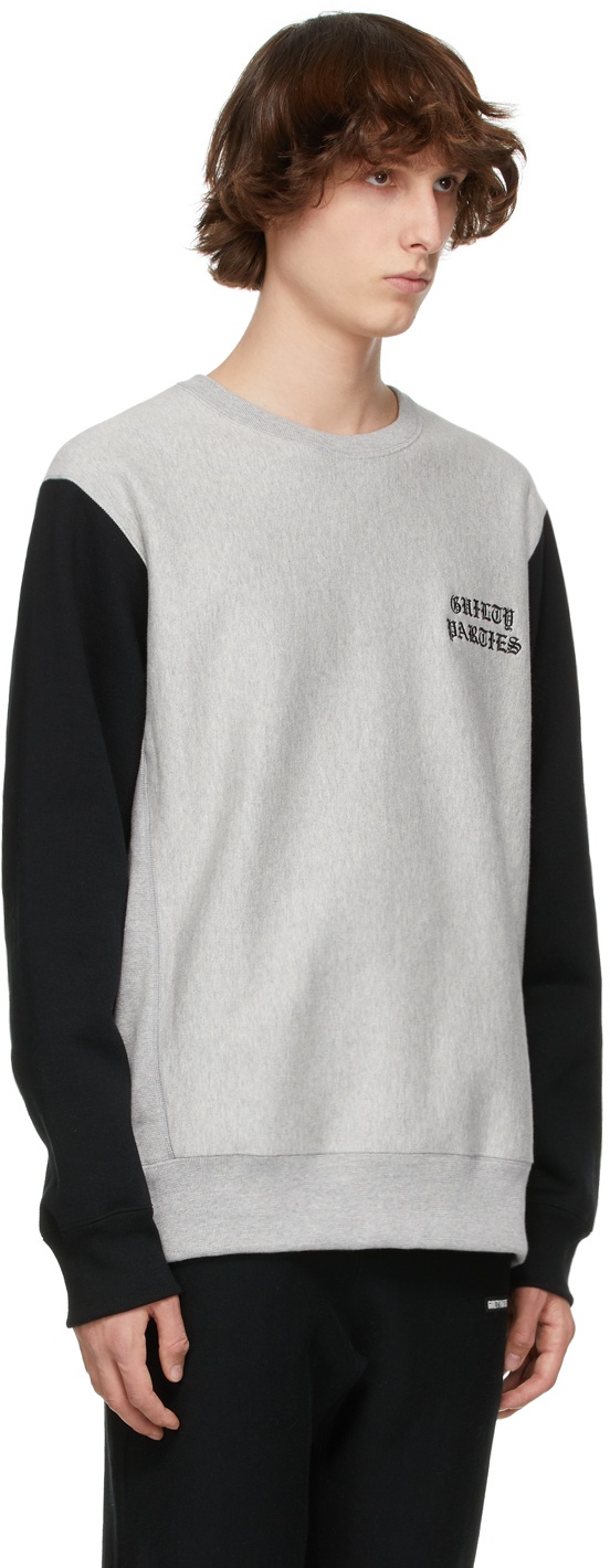 WACKO MARIA Black & Grey Two-Tone Heavy Weight 'Guilty Parties' Sweatshirt