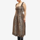 GANNI Women's Midi Strap Smock Dress in Leopard