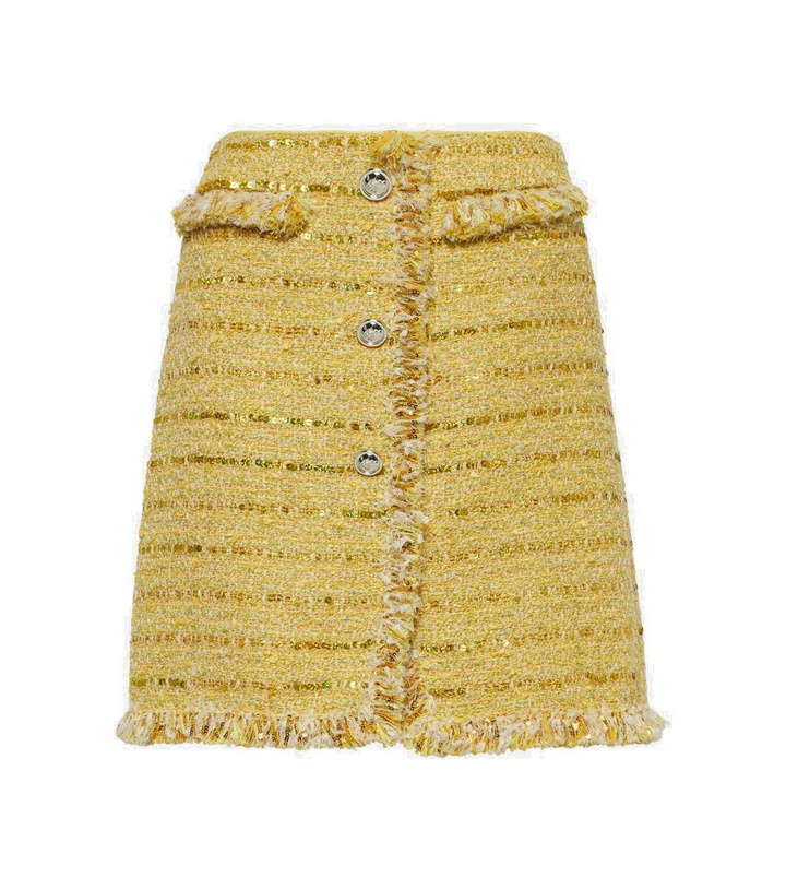 Photo: Giambattista Valli Fringed bouclé miniskirt