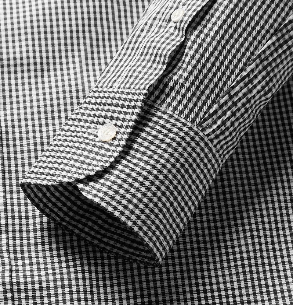 Dunhill - Button-Down Collar Gingham Cotton Shirt - Men - Black Dunhill