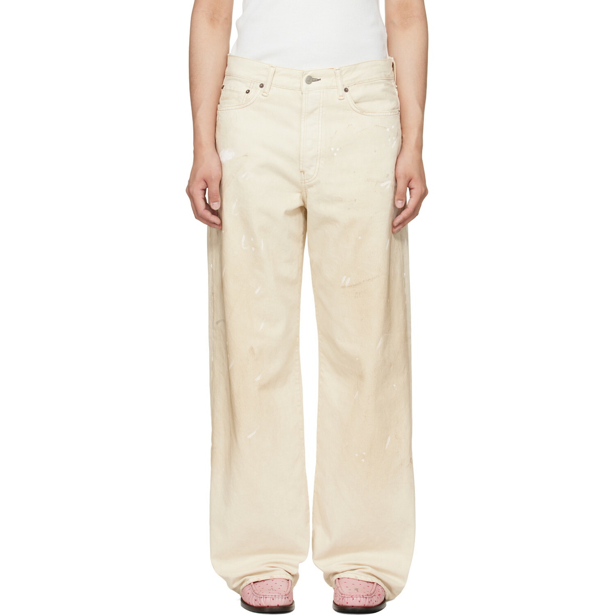 Acne Studios Off-White 1981 U Trafalgar Leather Jeans