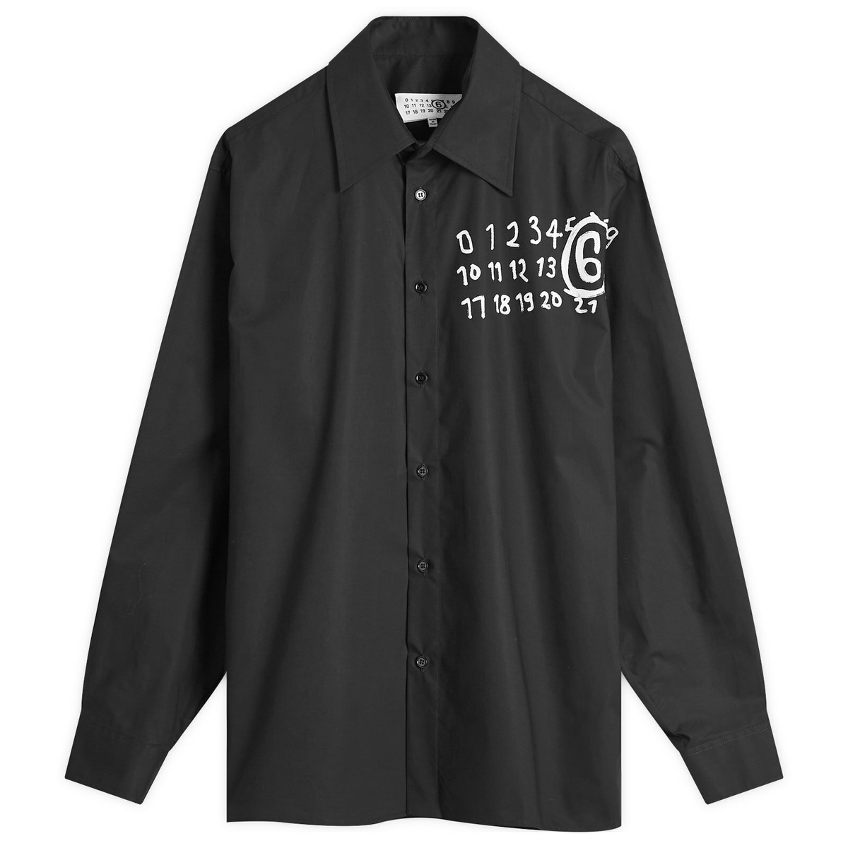 MM6 Maison Margiela Men's Number Logo Shirt in Black MM6 Maison Margiela