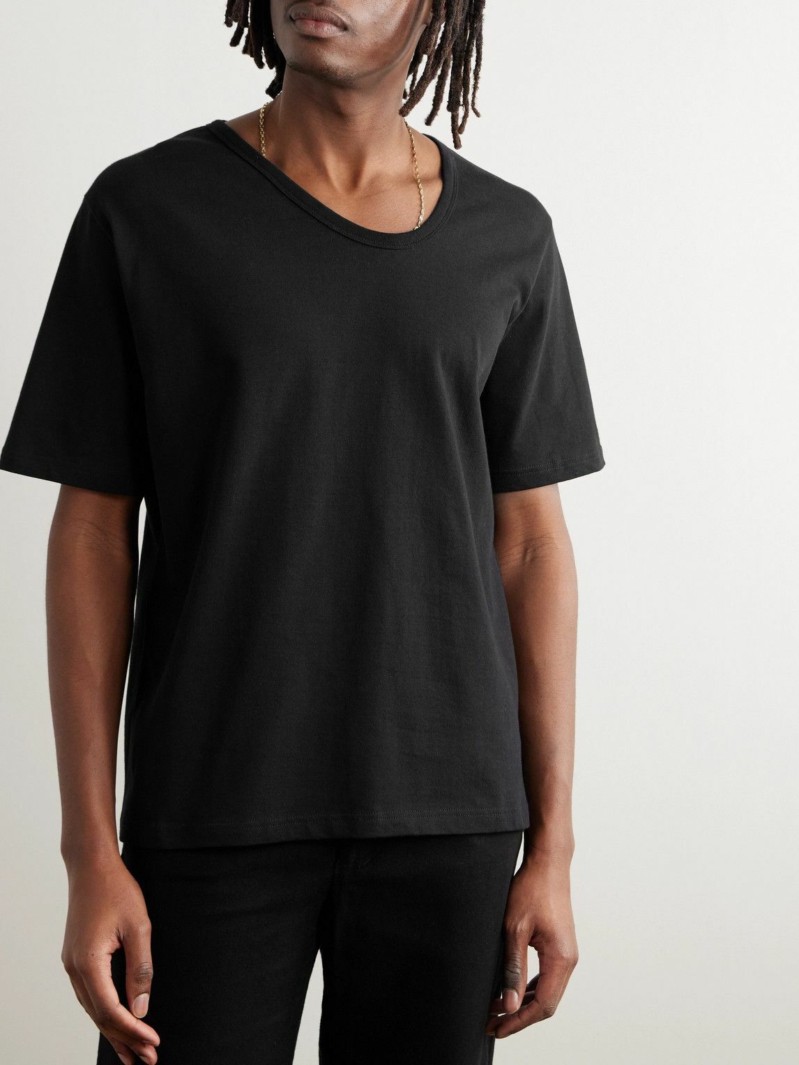 Séfr - Uneven Cotton-Jersey T-Shirt - Black