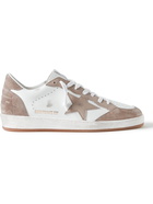 Golden Goose - Ballstar Distressed Leather and Suede Sneakers - White