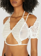 Ruched Lace Top in White