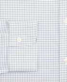 Brooks Brothers Men's Stretch Milano Slim-Fit Dress Shirt, Non-Iron Poplin Button-Down Collar Small Grid Check | Navy