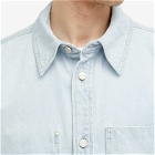 Wooyoungmi Men's Back Logo Denim Shirt in Blue