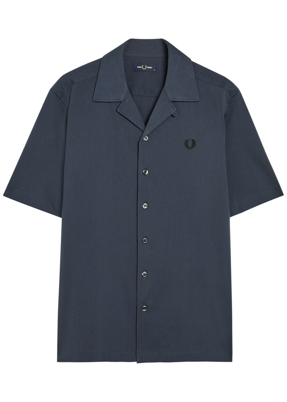 Fred Perry Logo-embroidered Piqué Cotton Shirt Navy