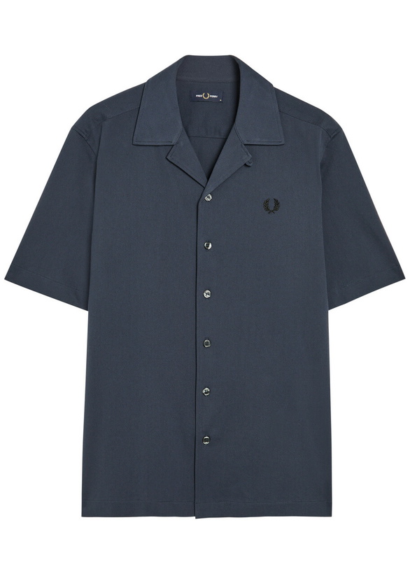Photo: Fred Perry Logo-embroidered Piqué Cotton Shirt Navy