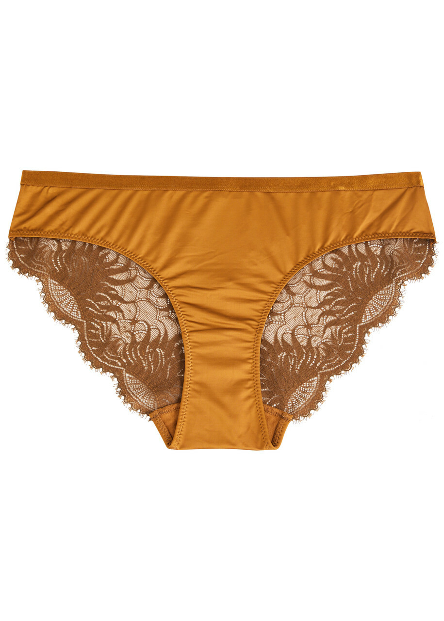 Hanro Gale Lace Stretch-satin Briefs Gold