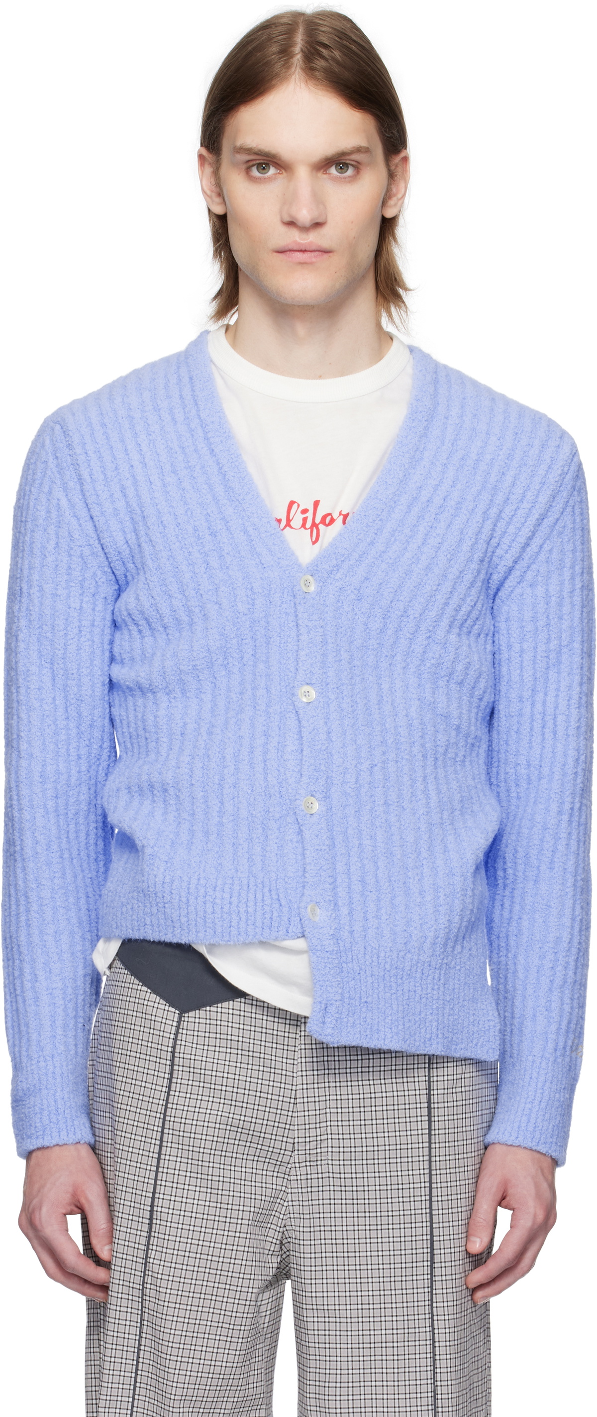ERL Blue Cozy Asymmetric Cardigan ERL