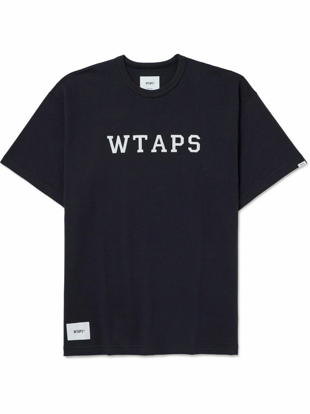 Photo: WTAPS - Logo-Print Appliquéd Cotton-Jersey T-Shirt - Blue