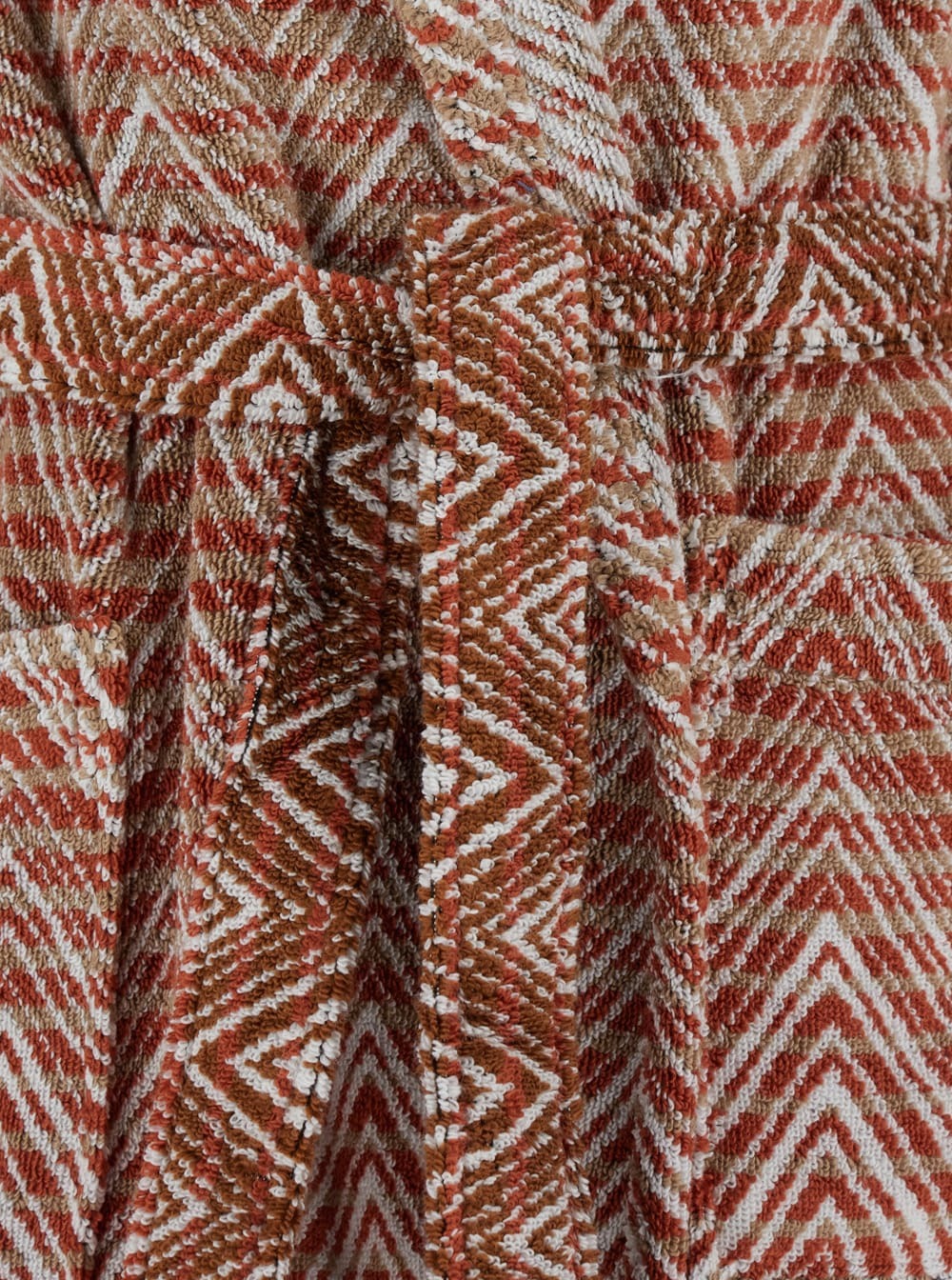 Missoni stone Red Bathrobe With Hood And All-over Zigzag Motif In Cotton Home