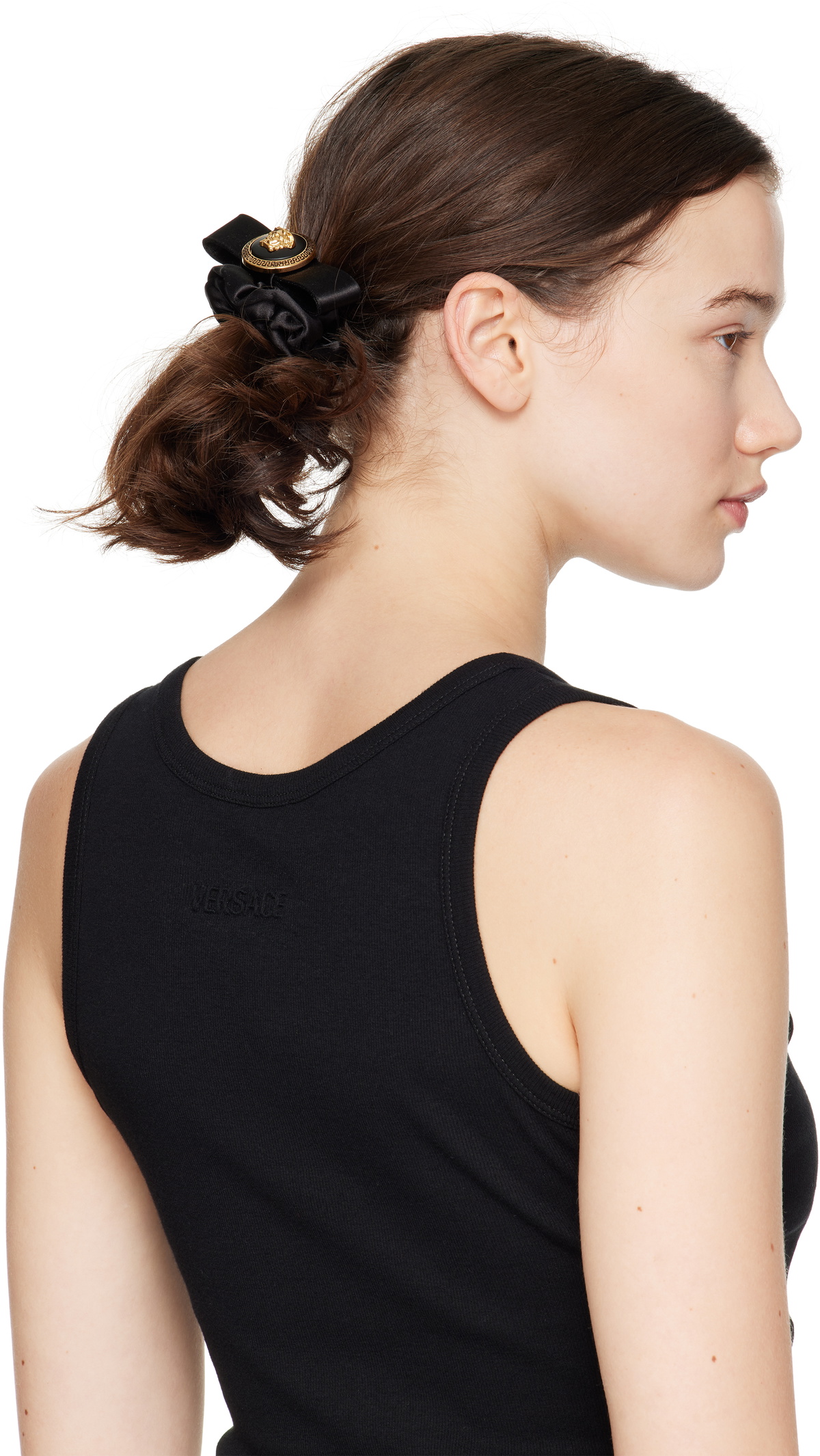 Versace Black Gianni Ribbon Scrunchie