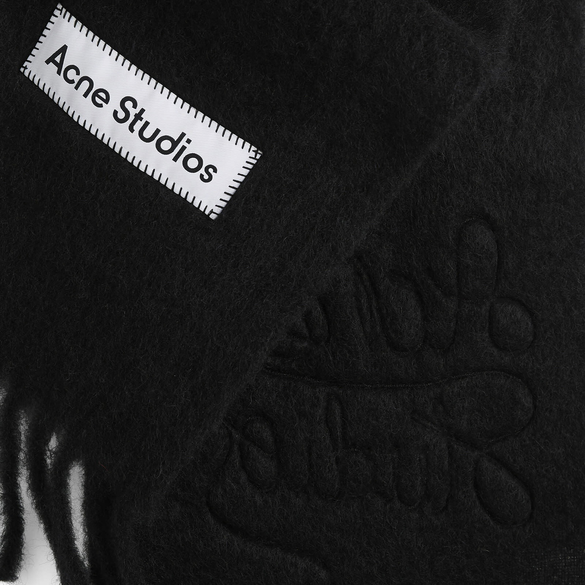 Acne Studios Vally Embroidered Scarf in Black 