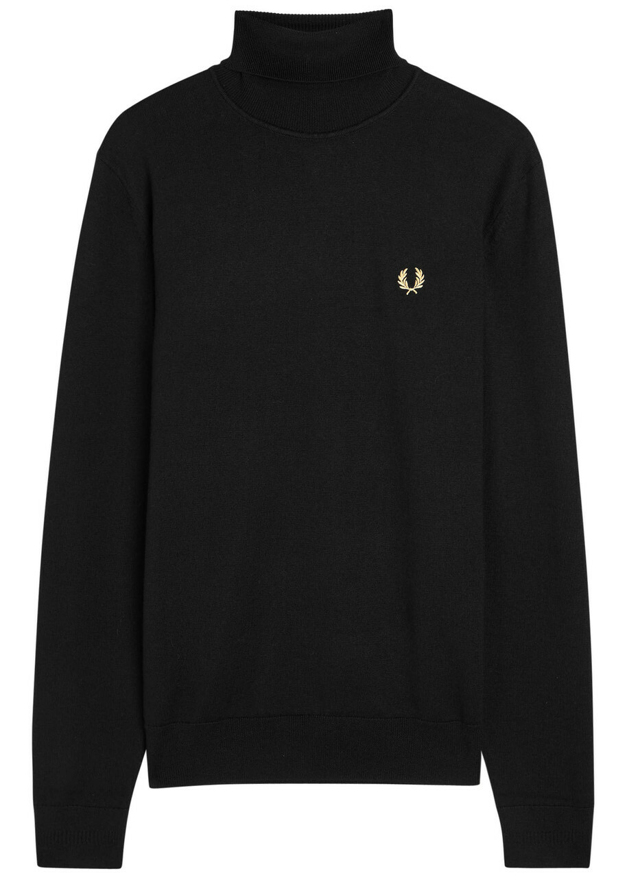 Fred Perry Logo-embroidered Wool-blend Jumper Black