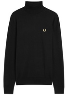 Fred Perry Logo-embroidered Wool-blend Jumper Black