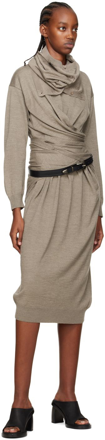 Lemaire Beige Wrap Midi Dress Lemaire