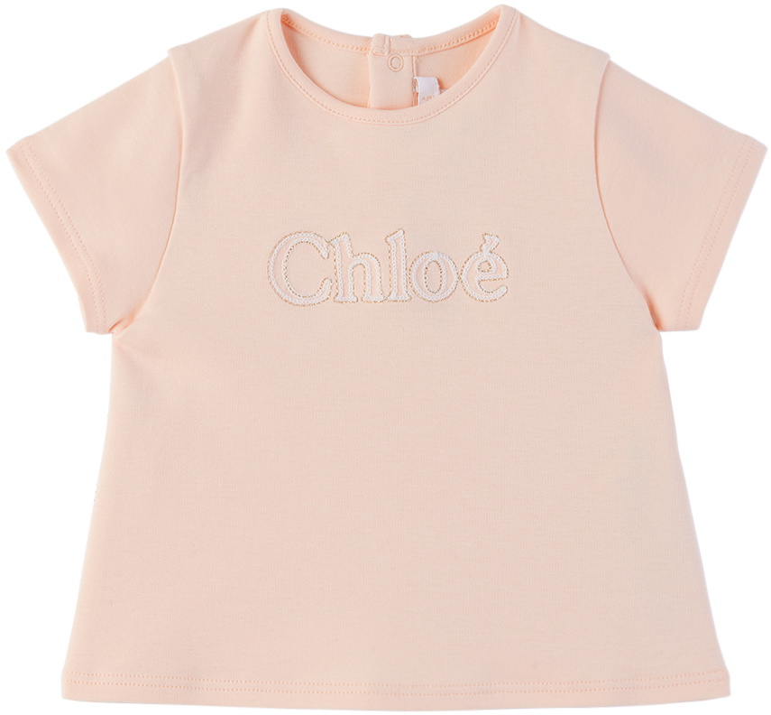 Chloé Kids embroidered-logo organic-cotton T-shirt - White