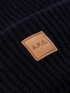 A.P.C. - Michelle Logo-Appliquéd Merino Wool and Cashmere-Blend Beanie - Blue