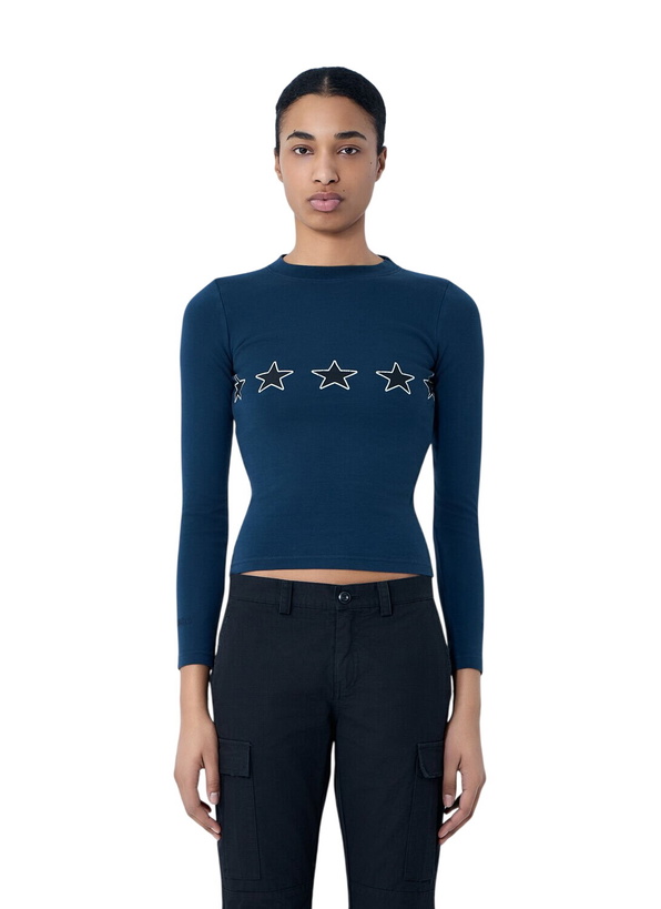Photo: Balenciaga Star Embroidered Ribbed Top