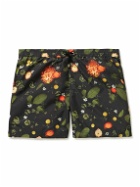 Sunspel - Straight-Leg Mid-Length Floral-Print Swim Shorts - Black