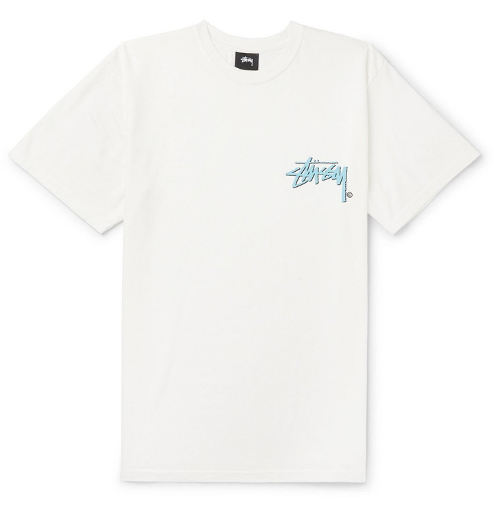 Photo: Stüssy - Logo-Print Cotton-Jersey T-Shirt - Off-white
