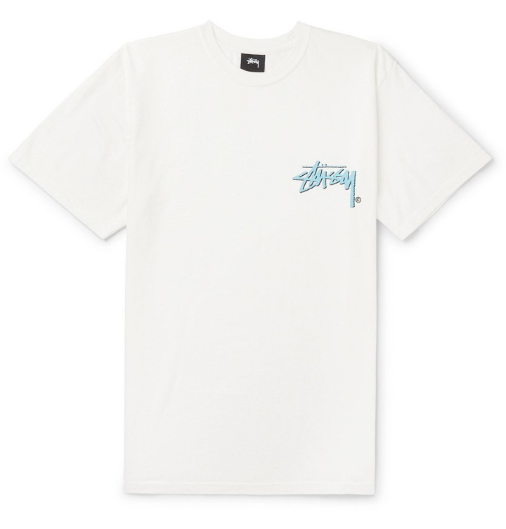 Photo: Stüssy - Logo-Print Cotton-Jersey T-Shirt - Off-white