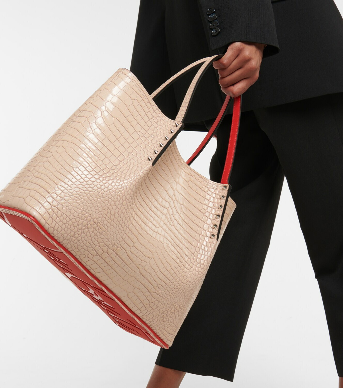 Christian Louboutin Cabarock Small Perforated Leather Tote Bag