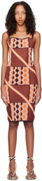 Ahluwalia Brown & Orange Taffi Midi Dress