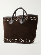 BODE - Studded Leather-Trimmed Suede Tote Bag - Brown