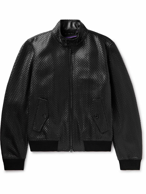 Photo: Ralph Lauren Purple label - Torrence Woven Leather Bomber Jacket - Black