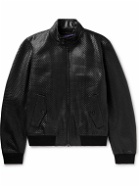 Ralph Lauren Purple label - Torrence Woven Leather Bomber Jacket - Black