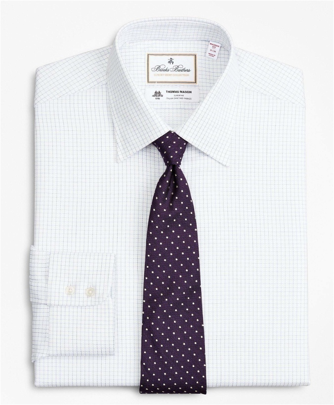 Photo: Brooks Brothers Men's Luxury Collection Madison Relaxed-Fit Dress Shirt, Franklin Spread Collar Fine Windowpane | White