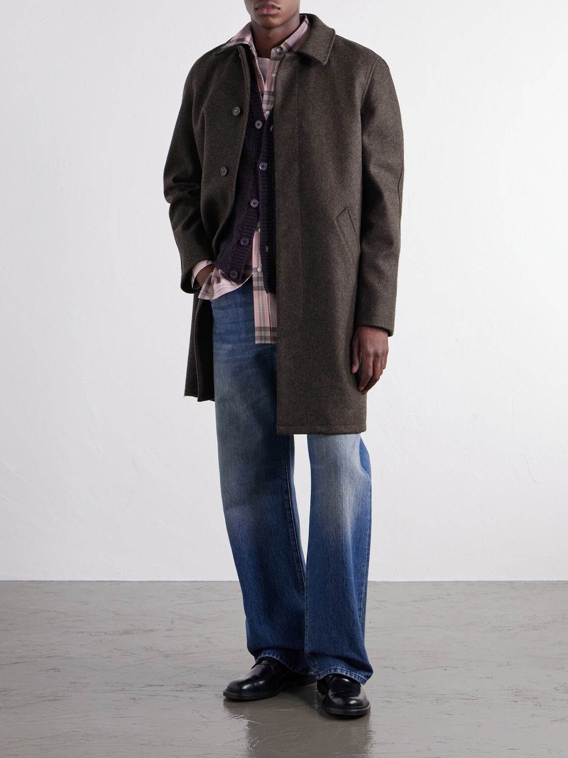 A.P.C. - Auster Brushed Wool-Blend Coat - Brown