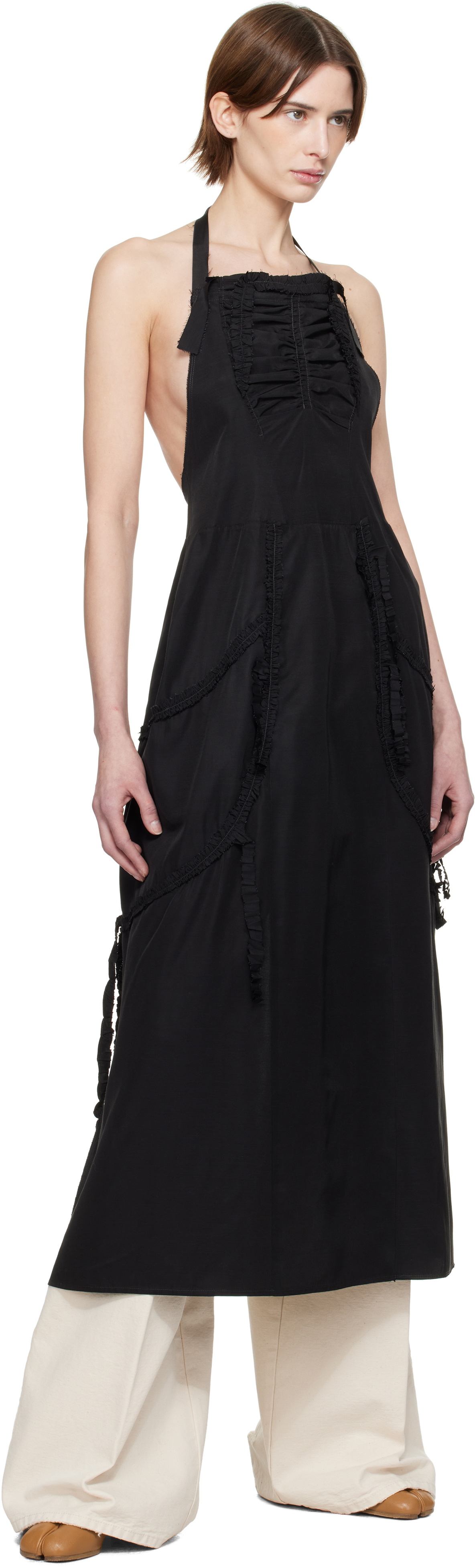black apron dress Rayon Pinafore -Black