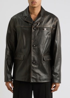 Amiri Tumbled Leather Jacket Dark Brown