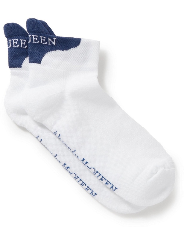 Photo: ALEXANDER MCQUEEN - Logo-Intarsia Stretch Cotton-Blend No-Show Socks